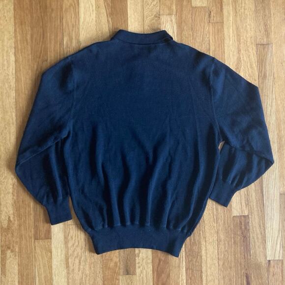 I Levrieri Black 100% Merino Wool Polo Sweater Italy Made Men's XL - Picture 2 of 5